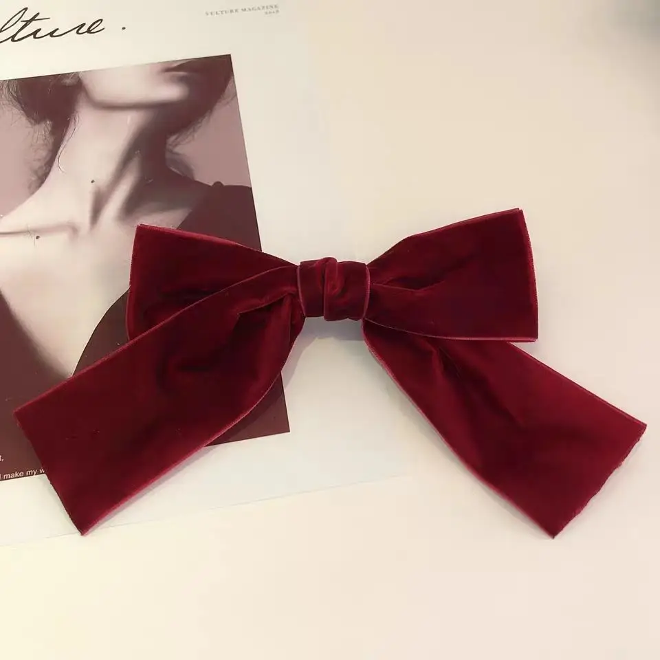 hair bow for ladies 2022 Velvet Bow Barrette with Clip Kids Women Girls Elegant Hair Pins Vintage Black Wine Red Bow Hair Clip Prom Hair Accessories knot hair band Hair Accessories