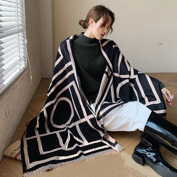 

2020 new winter all-match thick double-sided scarf imitation cashmere scarf women's dual-use shawl