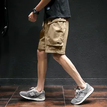 Pantalones cortos militares de algodón para hombre, Bermudas informales con múltiples bolsillos, color verde militar, para verano, 2021