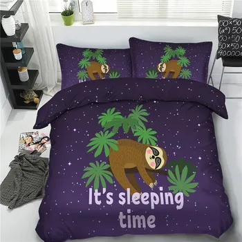 

European Size Bed Linen Set Sloth Elephant Kids Bedding Set Soft Comforter Duvet Cover Pillowcase US Twin EU Single Bedclothes