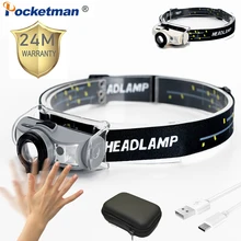 

2022 powerful Headlamp Wide Angle White & Red Light Zoomable Motion Sensor Headlight 4 Modes Camping Hiking Work Light