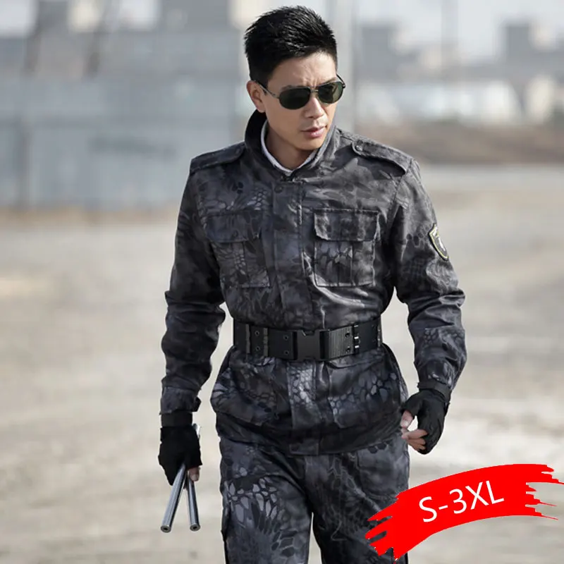 

Military Uniform Black Hawk Python Uniforme Military Tactical Combat Jacket Cargo Pants Suit CS Fardas Militar Army Clothing Men