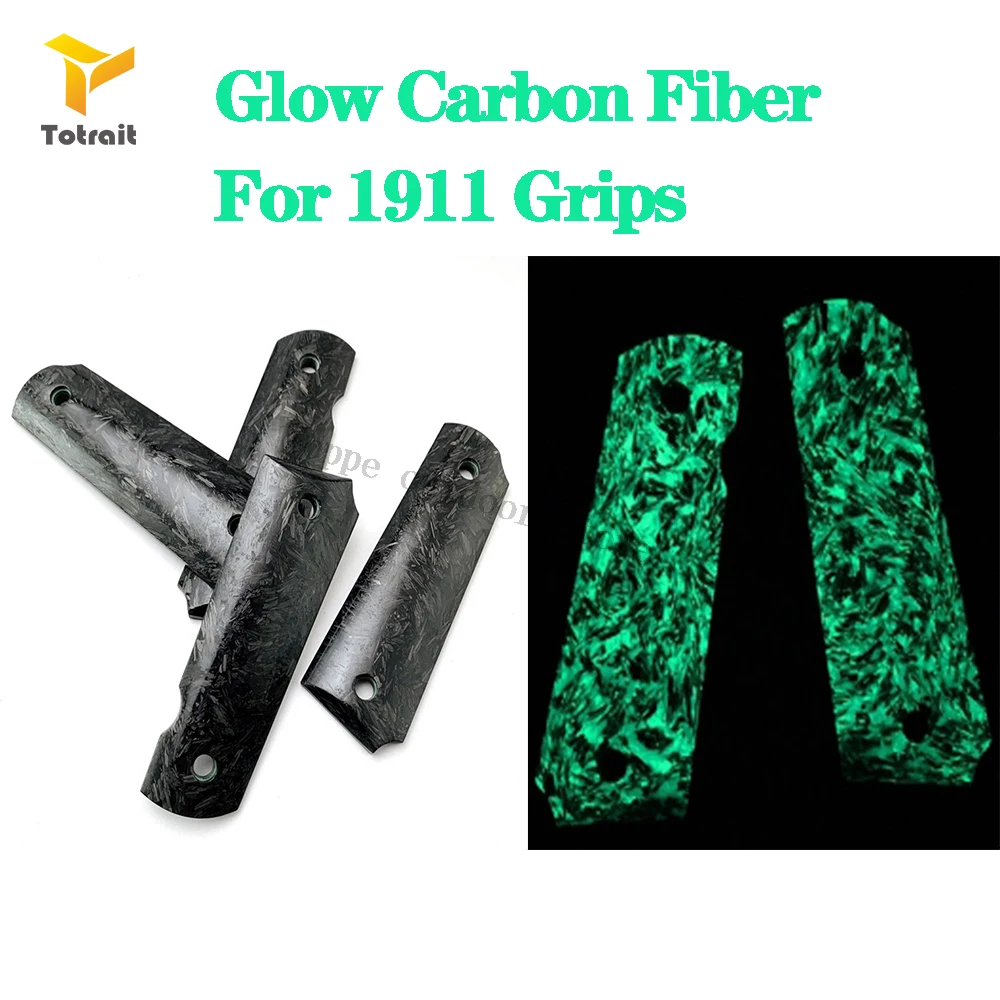 

TOtrait 1 Pair Noctilucent Carbon Fiber 1911 Grips Handle Patch Upgrade Non-slip Shank Grip Scales Slabs Blanks For 1911 Grips