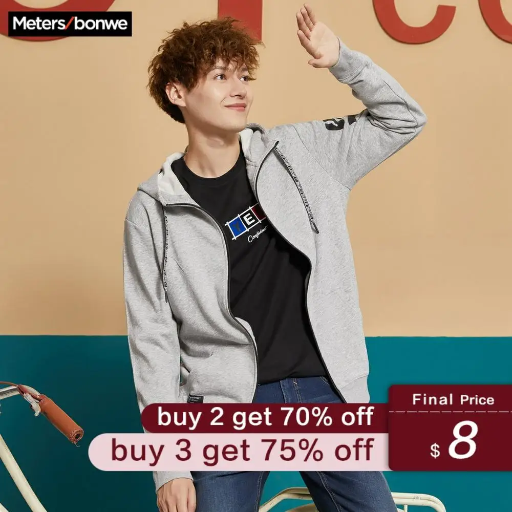 

Metersbonwe Autumn Winter Basic Hoodies Jacket Male Hooded Cardigans Men High Quality Fashion Mens Coat Skateboard Jacket