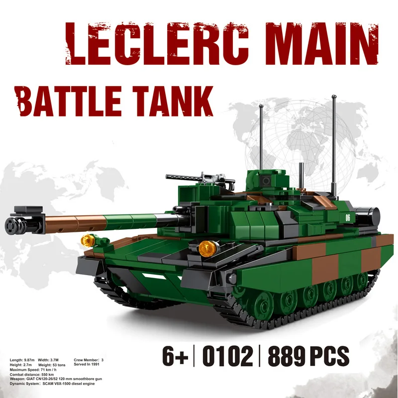 

WW2 France Leclerc Main Battle Tank batisbricks army force figures building block world war model military bricks toys for boys