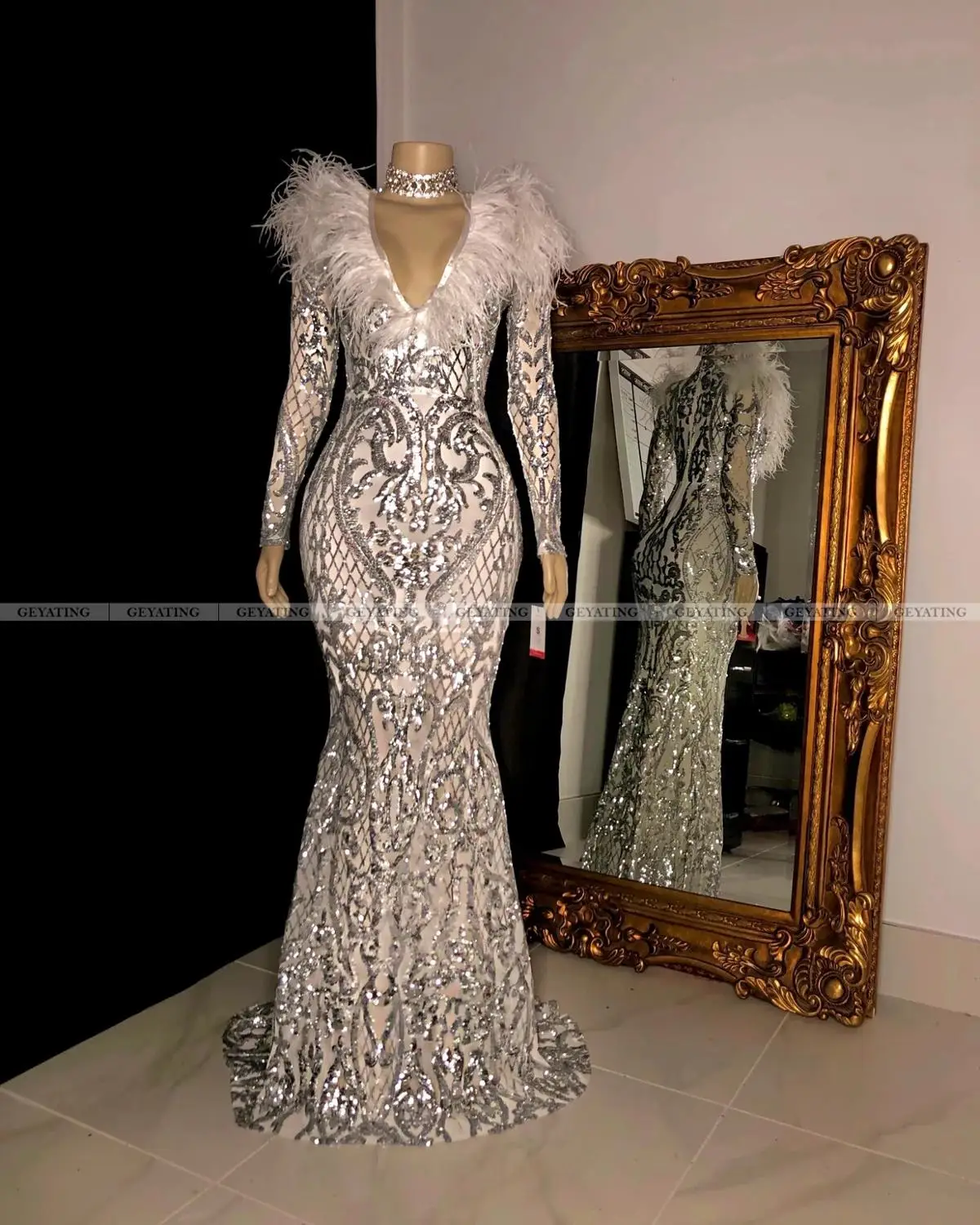 silver gala dress