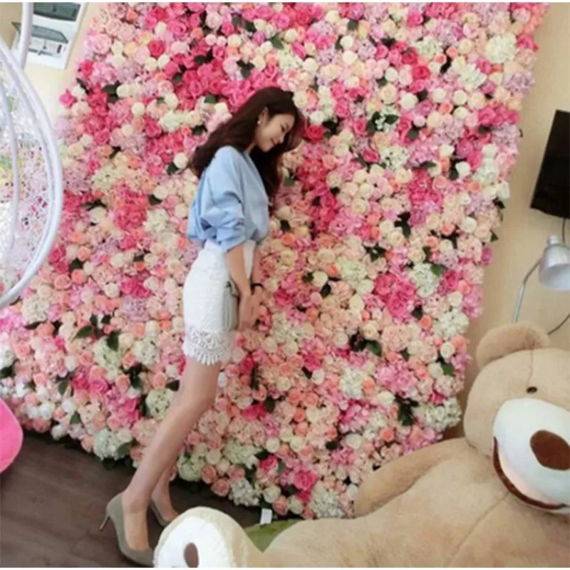 

Цветочная панель искусственная фотостена с листьями для DIY розовая Романтическая Свадебная Настенная Декорация фон для вечеринки в честь будущей мамы