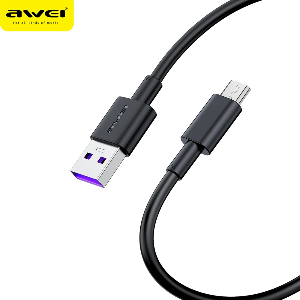 USB кабель Awei для быстрой зарядки и передачи данных 40 Вт 5 А дорожный