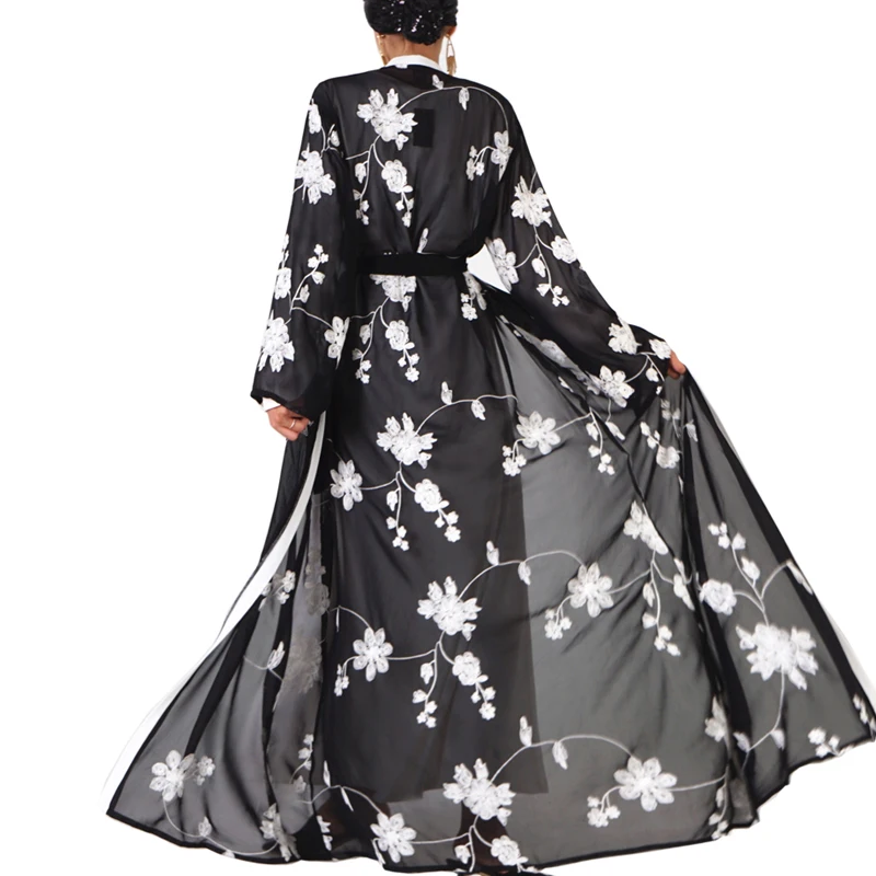 MISSJOY Abayas кимоно Вышивка женское платье Мусульманский Стиль; Ближний Восток Повседневный Кафтан Исламская одежда снаружи турецкий женский халат