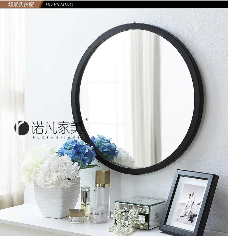 Простое деревянное зеркало туалетный столик поворотное настенное зеркало круглое ванное зеркало под туалетный столик белый/черный WF927158