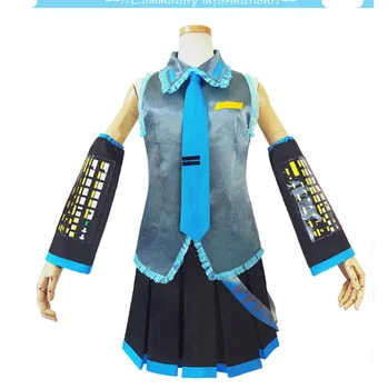 

Hatsune Miku cos VOCALOID costume anime cosplay Cartoon high quality woman men costume full set Top + skirt + socks + sleeves