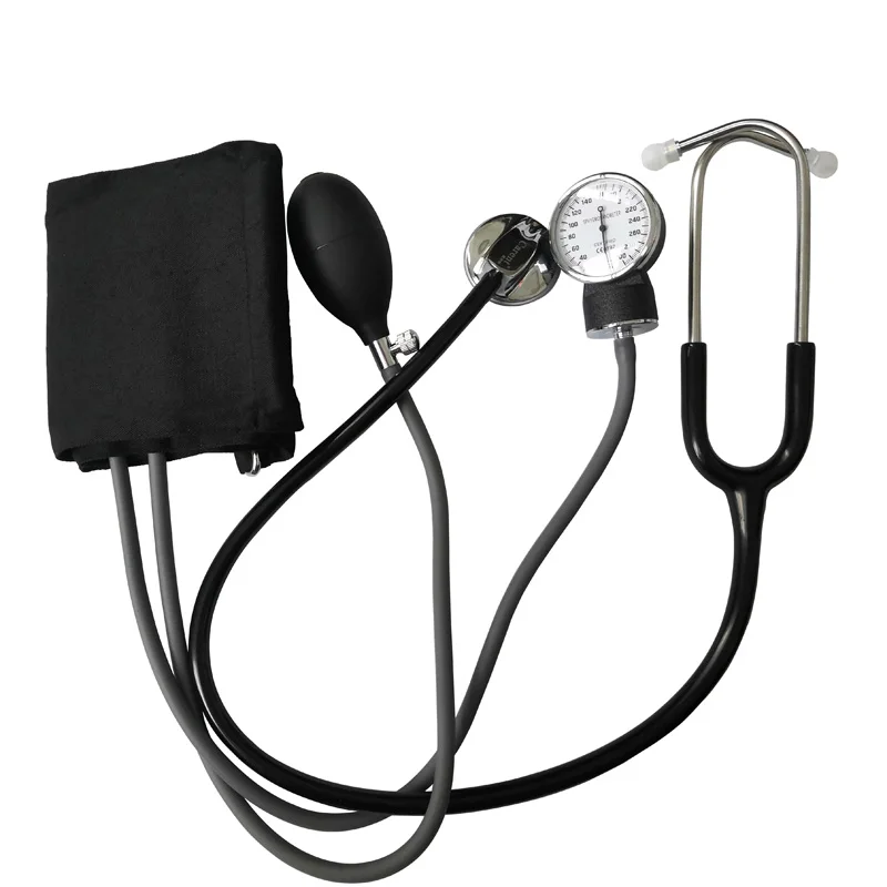 Manual medical blood pressure monitor strap stethoscope arm type blood pressure device aneroid sphygmomanometer +storage bag