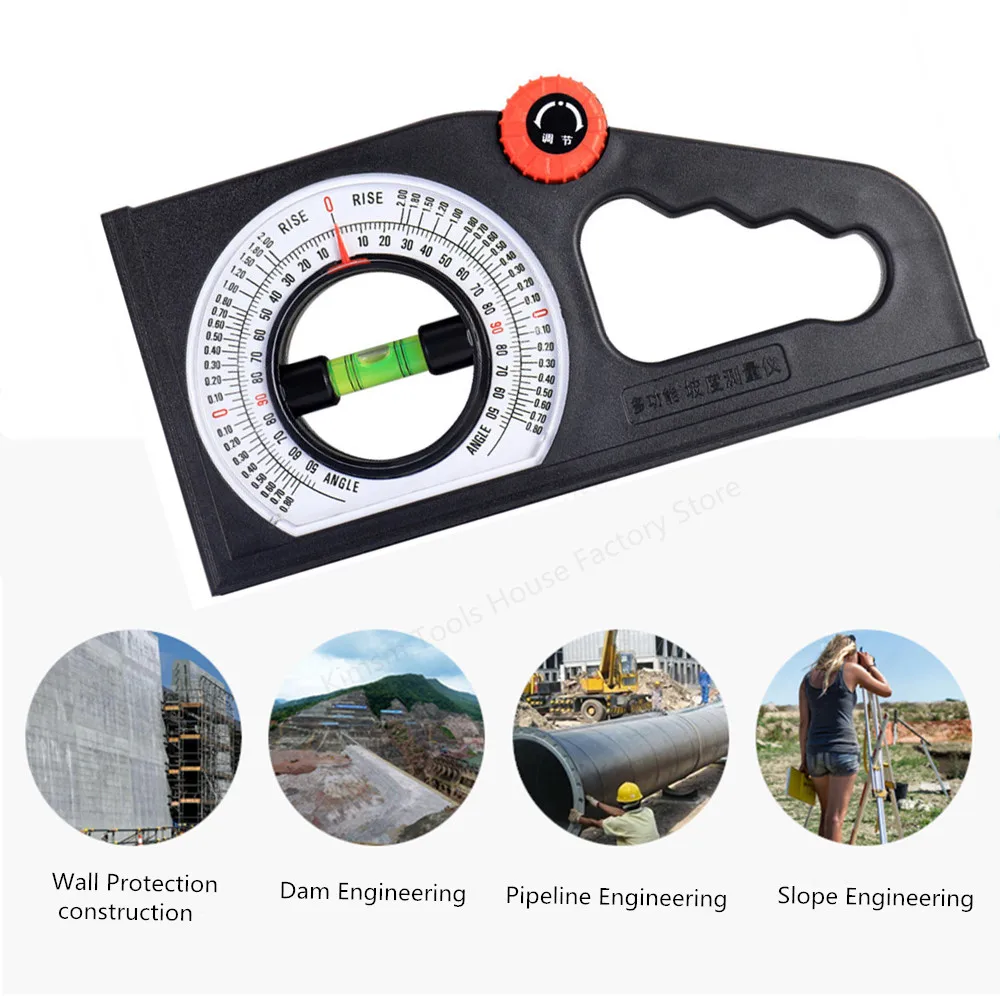 

Multi-Function Slope Measuring Instrument Without Magnetic Universal Angle Level Declinometer Professional Bevel Protractor