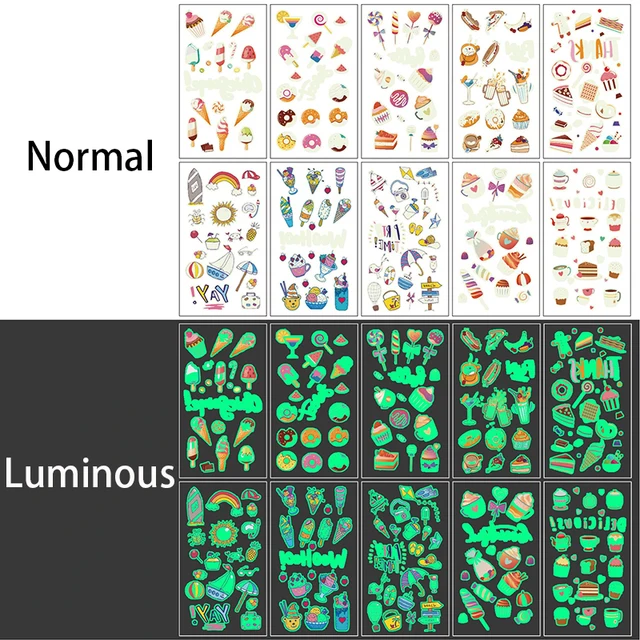 10pcs/lot Luminous Tattoo Face Temporary Girl Boys Child Body Arm Sticker Fake Small Flower Kids transfer Tattoos for Children I
