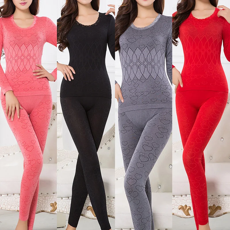 

Cotton Thermal Shirt Women Thermal Underwear Set For Winter Female Keep Warm 4 Colors Thermal Clothing Women