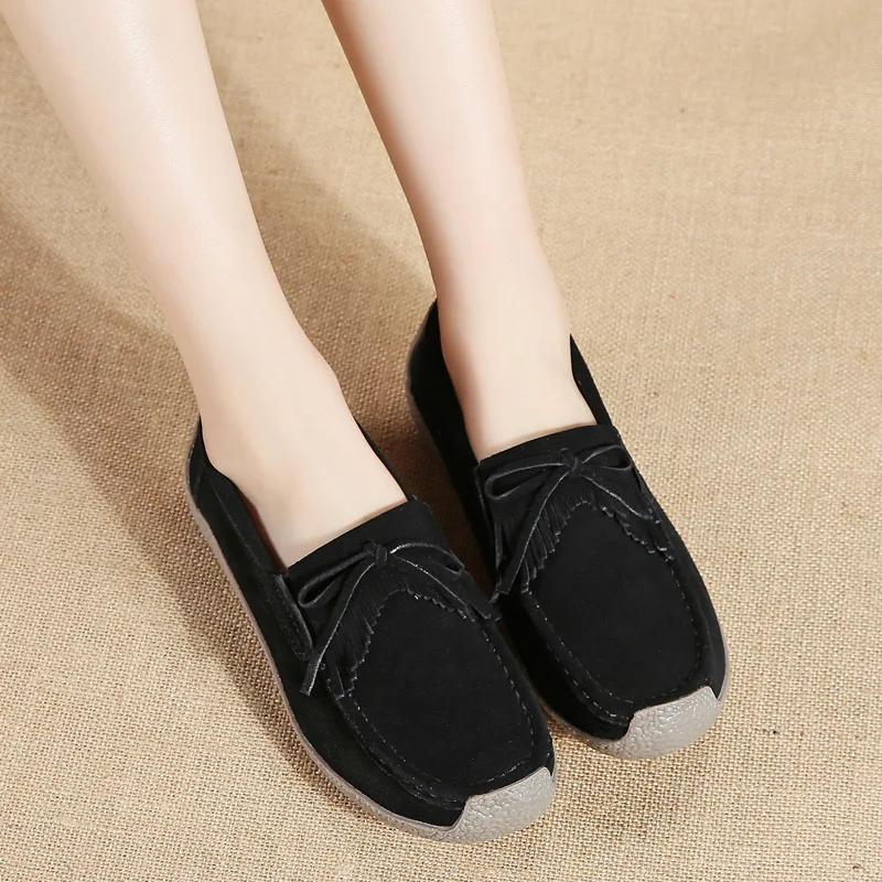 tassel genuine leather shoes women italian fashion vulcanized loafers elegant dress ladies casual flats driving lady moccasins (31)