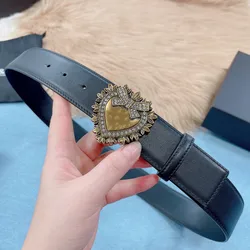 2021 New Designed Brand Belt Female Golden Heart Shaped Sweet Ladies Genuine Cowhide 4 CM Vintage Luxury Gift for Girls Ins