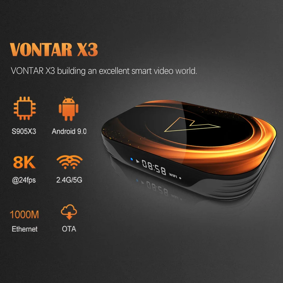 ТВ приставка VONTAR X3 2020 8K Amlogic S905X3 4 Гб RAM 64 ГБ Android 9 0 телеприставка 1000 м двойной Wifi 4K