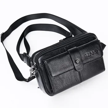 

Men's Running Bag Leather Full-grain Leather Shoulder Bag Multi-functional Small Shoulder Bag Chest Pack--Factory Price