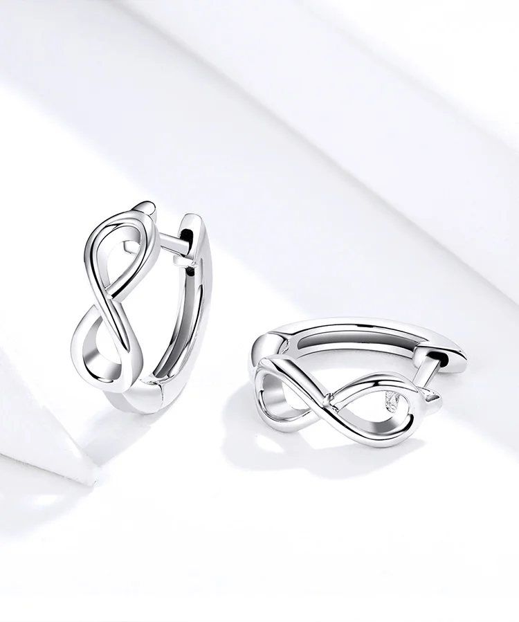 Bamoer геометрические бесконечные серьги-кольца для женщин, минималистичные серебряные 925 ювелирные изделия, повседневные аксессуары, Женские Ювелирные изделия SCE743