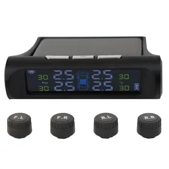 

USB or Solar Charging Car TPMS Tire Pressure Monitoring System HD Digital LCD Display Auto Security Alarm tool 4 external Sensor