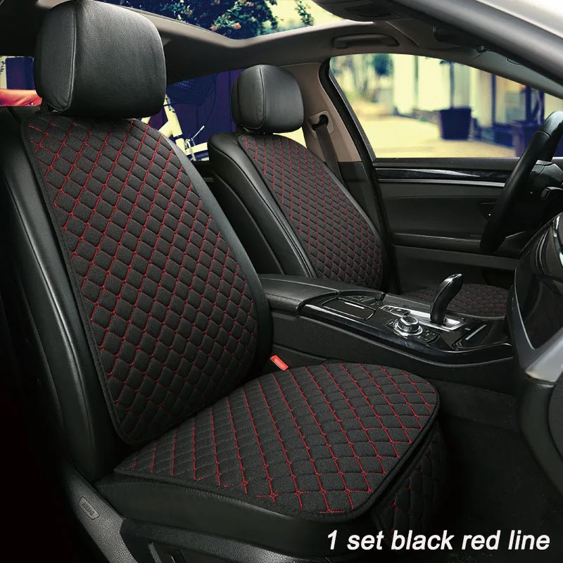 black red line Набор для автомобиля Подушка автомобиля сиденья автомобиля анти-женские нескользящие тапочки из натуральной кожи для автомобилей внутренние аксессуары, сиденье чехлы на сиденья автомобиля набор - Название цвета: black red line
