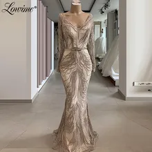 Винтажное мусульманское вечернее платье русалки с v-образным вырезом, турецкое дубайское арабское женское вечернее платье, новинка, платья для выпускного вечера с длинным рукавом на заказ