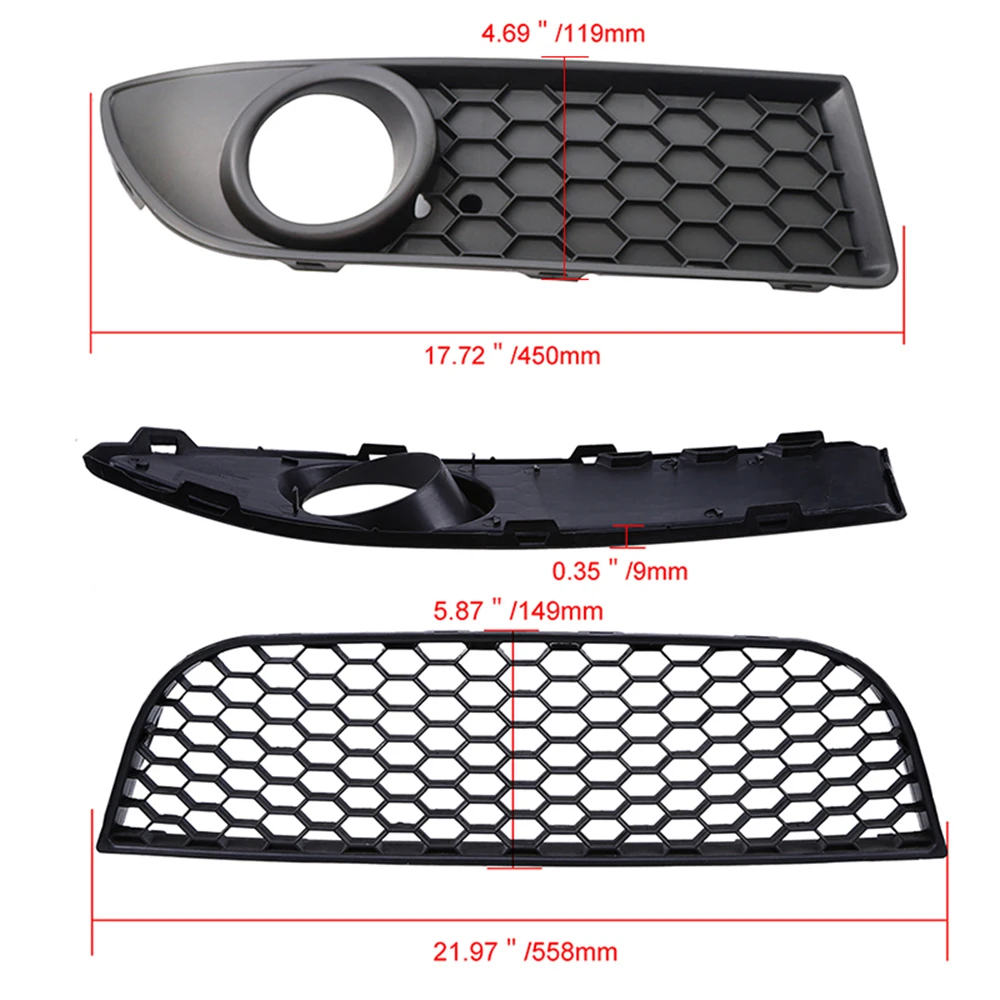 1 Pair Car Front Bumper Lower Fog Light Vent Grille Grill Cover Fit for VW POLO-GTI 2006 2007 2008 2009 MK4 9N3 ABS Black weathertech bug deflector Exterior Parts
