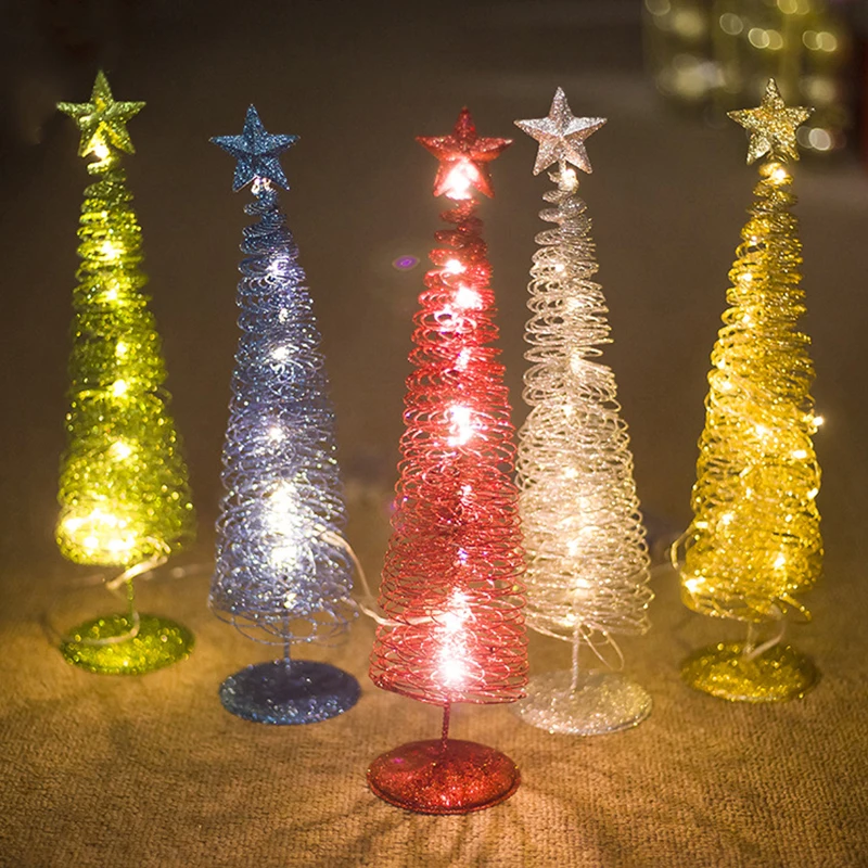 

Shiny Christmas Tree Ornaments Luminous Xmas Party Home Creative Decorations table desk small tree deco