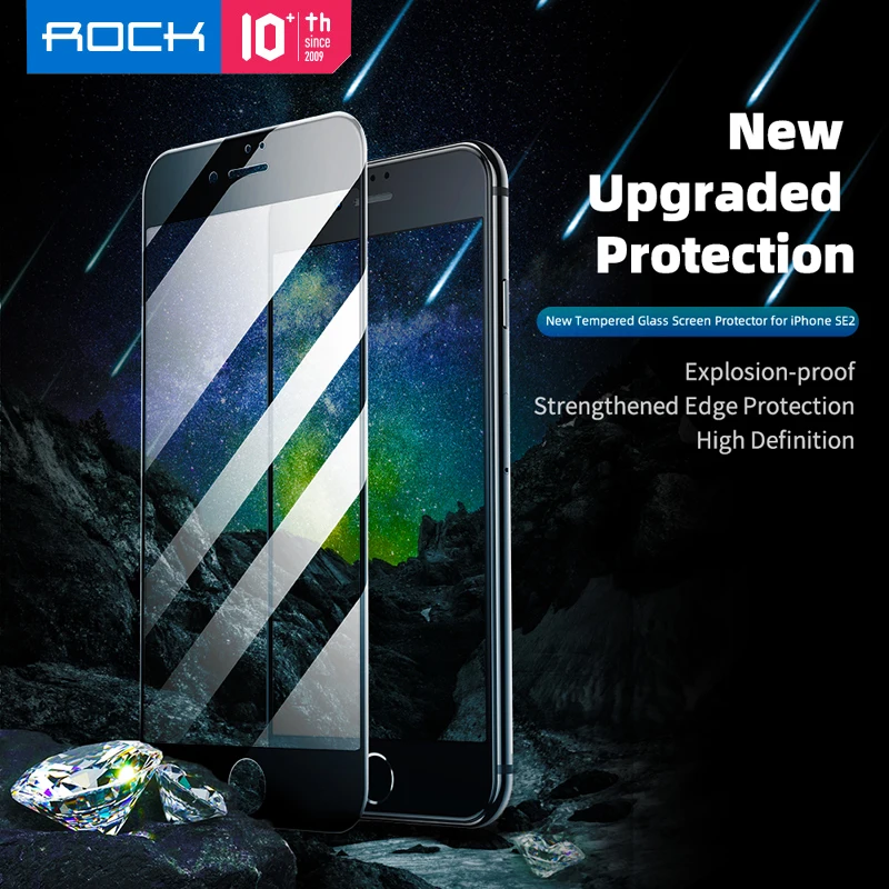 Для iPhone SE 2020 стекло ROCK 0 33 мм взрывозащищенное 3D изогнутое закаленное для 7 / 8