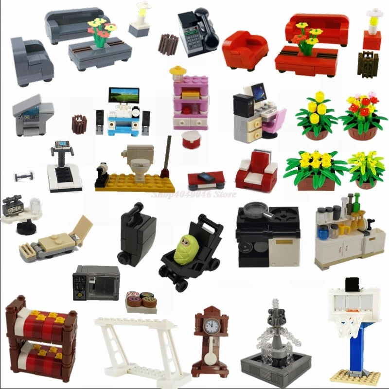 

Moc Blocks Creator Legoing Family Home Furniture Assemble Sofa For Children City Set Legoings Creator Parts Baby Kids Toys Block