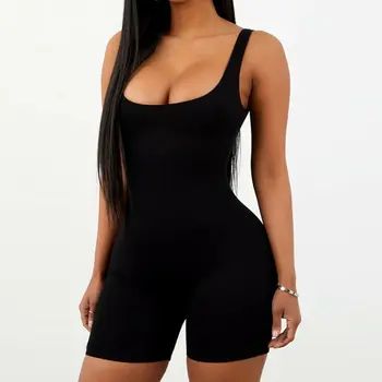 

Women Summer Sleeveless Sports Yoga Set Bodysuit Stretch Leotard Romper Jumpsuit Gym Fitness Running Shorts
