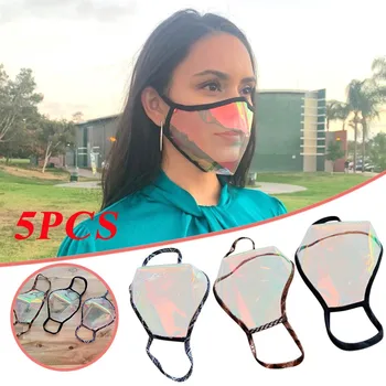 

5PCS Mask With Clear Window Visible Expression For The Deaf And Hard Of Hearing Reuseable Face Mask Washable Mouth Mask Cloth Mo
