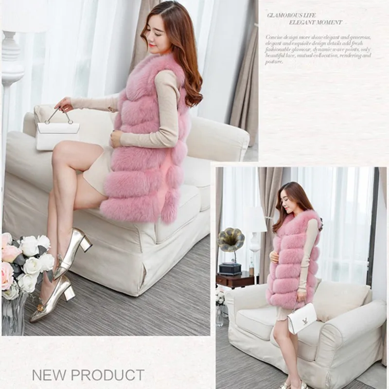 Pelliccia donna 6XL зимнее пальто женский меховой жилет пальто из искусственного меха для отдыха Женский Длинный жилет из лисьего меха плюс размер: S-XXXXL PC244