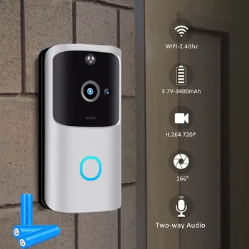 

720P HD Wireless WiFi DoorBell Smart Video Phone Visual Intercom Door Bell Secure Camera PIR Motion Detection Two-Way Audio