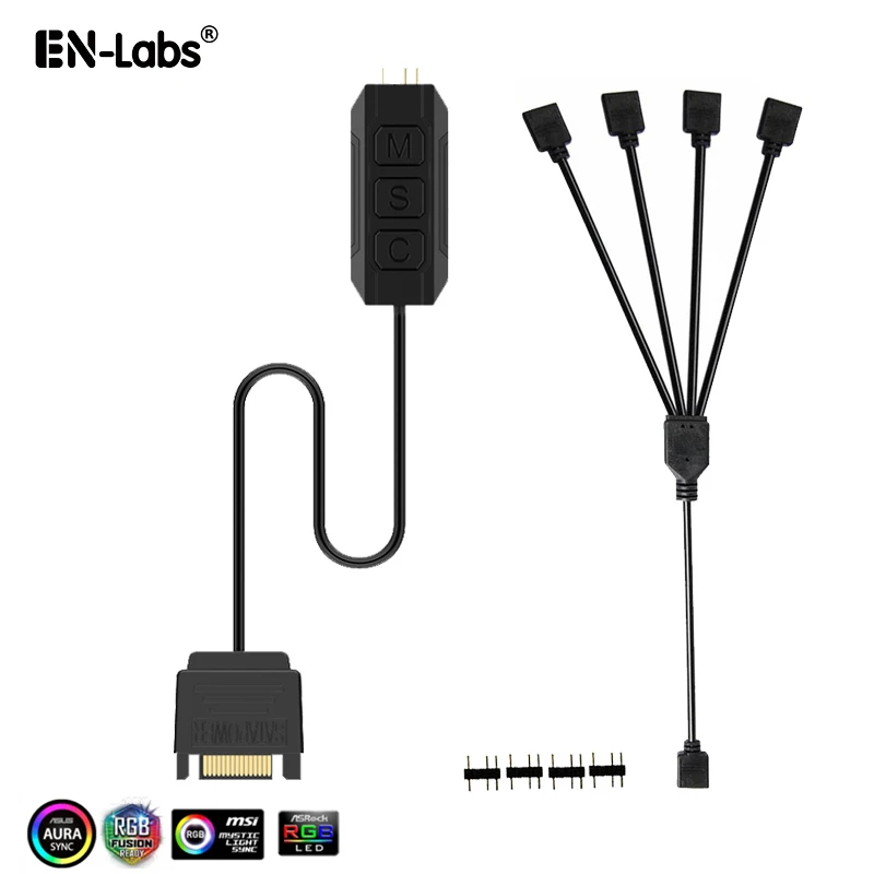 Кабель-конвертер RGB сплиттер контроллера SATA 12 В 4-контактный AURA 5 в 3Pin ARGB