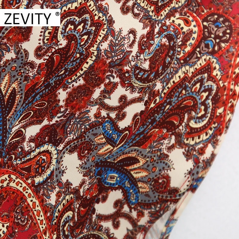 ZEVITY women vintage totem flower print bow tied sashes shirt dress female long sleeve paisley retro vestido chic dresses DS4439