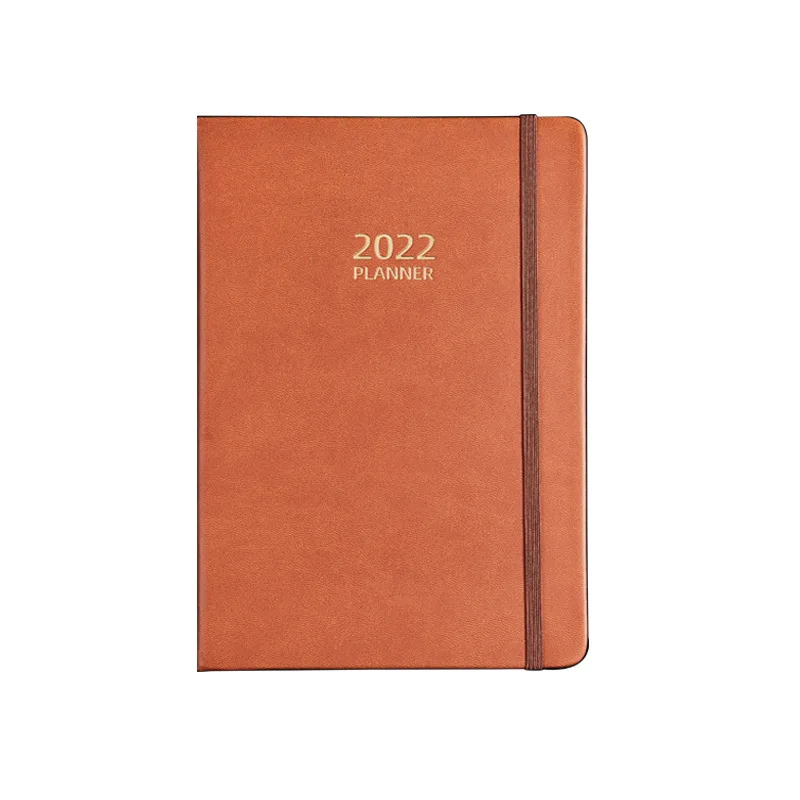 2022 A5 Notebook Planner Daily Weekly Monthly Kraft Paper PU Cover Organizer Agenda School Office Schedule Stationery Gifts