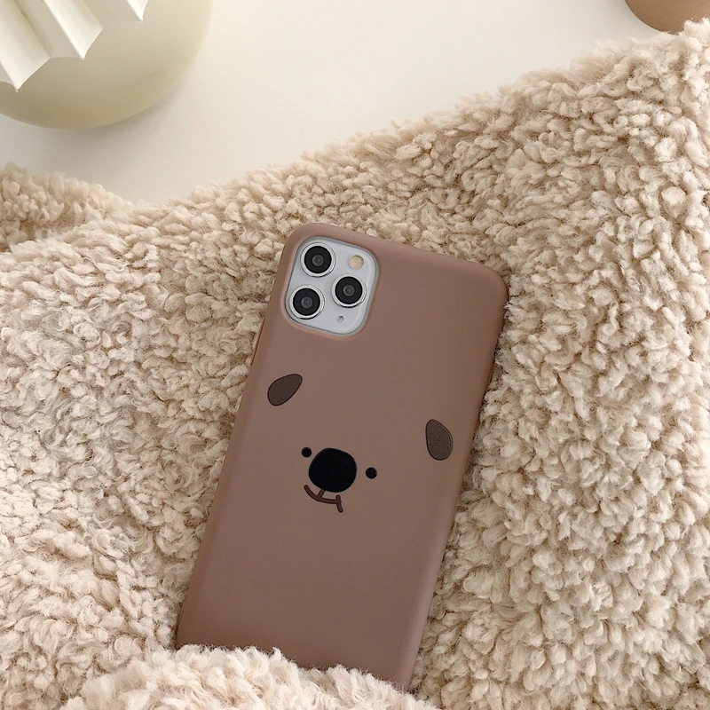 Liquid Feel TPU Silica gel phone case For iPhone XR X XS 11 Pro Max 7 8 Plus Candy colors Cute Little Bear Cartoon Soft cover |