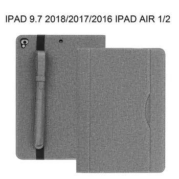 

Front Support PU Leather Case For iPad 9.7 inch 2017 2018 Cover For ipad Pro 9.7 iPad Air 1 2 9.7 inch Tablet Case + film + Pen