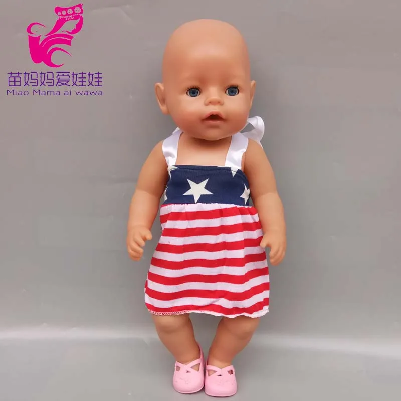 Strap Jeans Dress for 18 Inch Girl Doll Also Fit for 43 Cm New Borned
