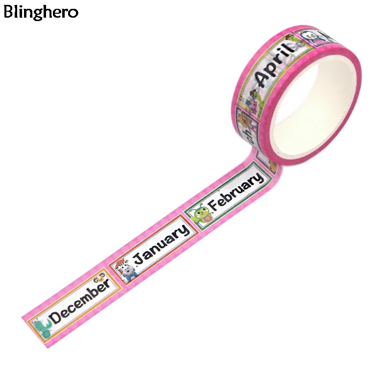Blinghero, 15 мм X 5 м, лента для маскировки с принтом месяца, июньская клейкая лента васи, мультипликационная клейкая лента, крутая клейкая лента, наклейка для студентов, BH0407