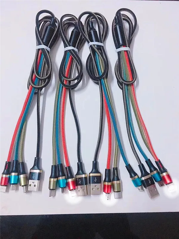 4 IN 1 Color Позолоченный usb-кабель 3 в 1 для мобильного телефона Micro USB type C, зарядный кабель для iPhone XR XS Max X huawei, шнур для быстрой зарядки данных - Цвет: 4 IN 1 Color