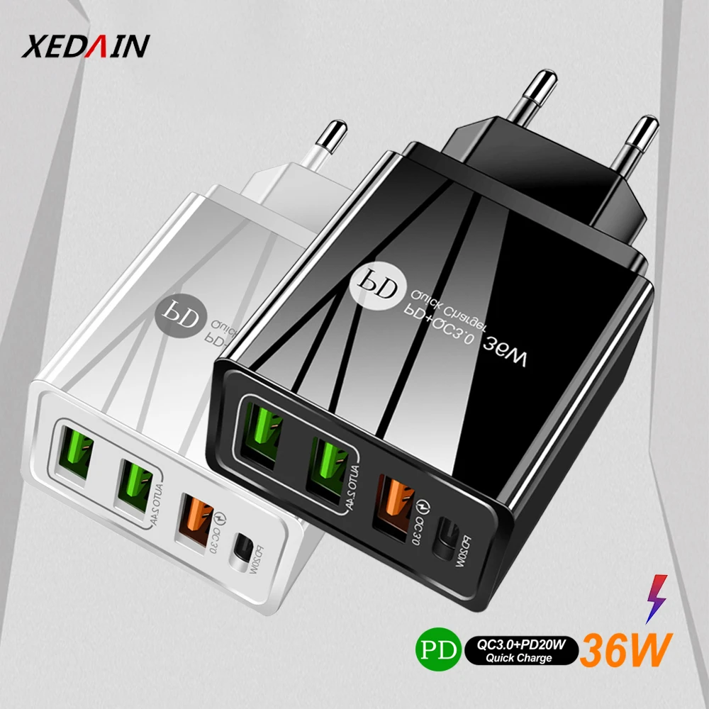 Зарядное устройство USB 3 0 PD C с несколькими портами для iPhone 12 Xiaomi Быстрая зарядка