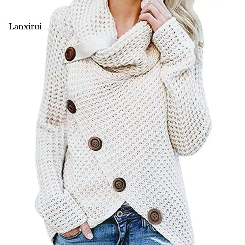 

Autumn Winter Women Sweaters For Women Fashion Loose Button Pullovers Knitted Tops Solid Casual Sweaters Femme plus size5XL
