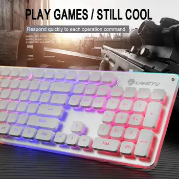 

Wired Gaming Keyboard Mechanical Feeling Backlit Keyboards USB 104 Keycaps Russian Keyboard Waterproof Computer Game Keyboards