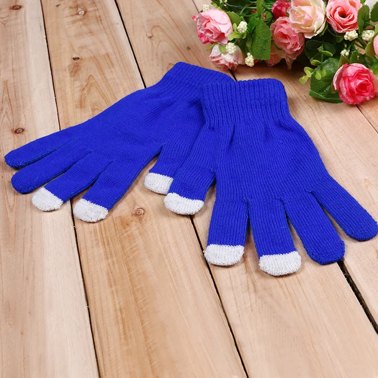 Женские и мужские зимние перчатки с сенсорным экраном, зимние теплые перчатки для пальцев, одноцветные теплые перчатки для рук, трикотажные перчатки, эластичные варежки - Цвет: 12