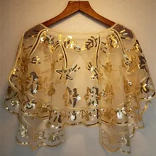 Блёстки блесток отбеленные обертывания Свадебная вечеринка Золотой короткий плащ для женщин Болеро накидки для невесты Тюль Черные палантины болеро Bambina