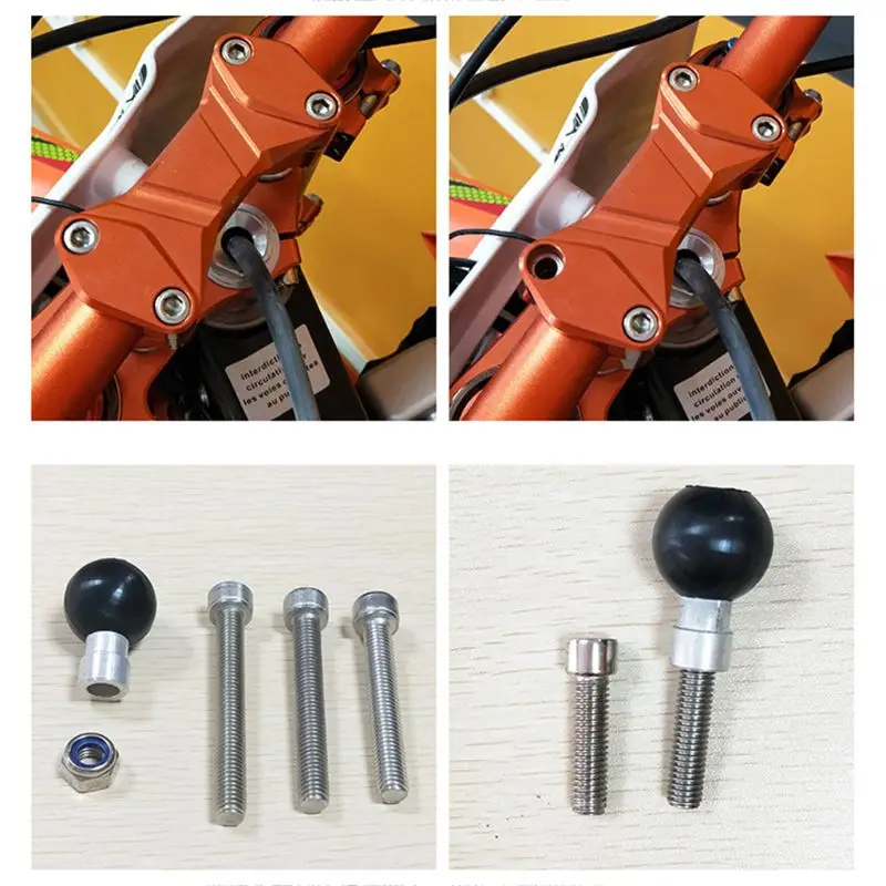 

M8 Screw 55 60 65mm Motorcycle Handlebar Top Clamp Base with 1 inch 25mm Ball Mount for Ram Mount Gopro Action Camera