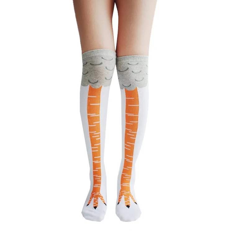 Женские носки с объемным изображением забавного цыпленка; сезон осень-зима высокие носки до бедра милые забавные женские креативные носки с объемным рисунком